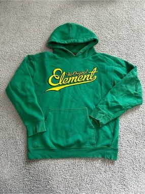 Element Men's Green Crewneck Hoodie with Yellow Logo